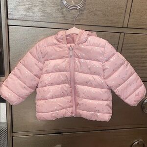 Pink Star Pattern Puffer Jacket